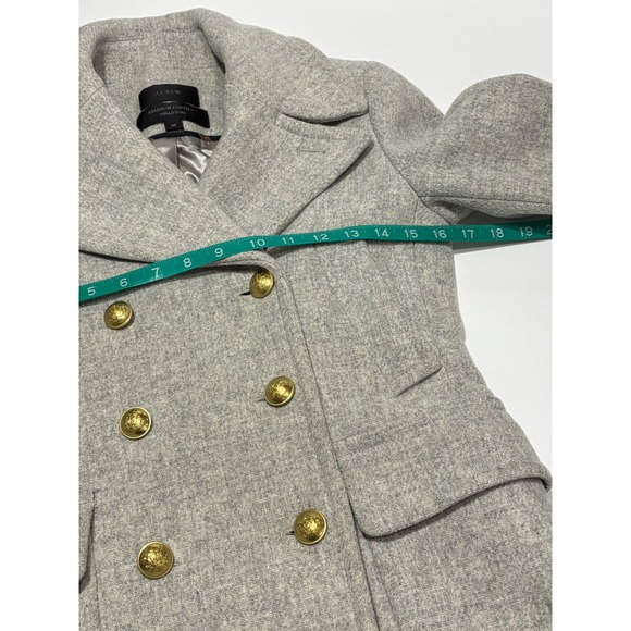 J Crew Stadium Cloth Peacoat Double Breasted Gold Buttons Grey Women 00 - Picture 7 of 12